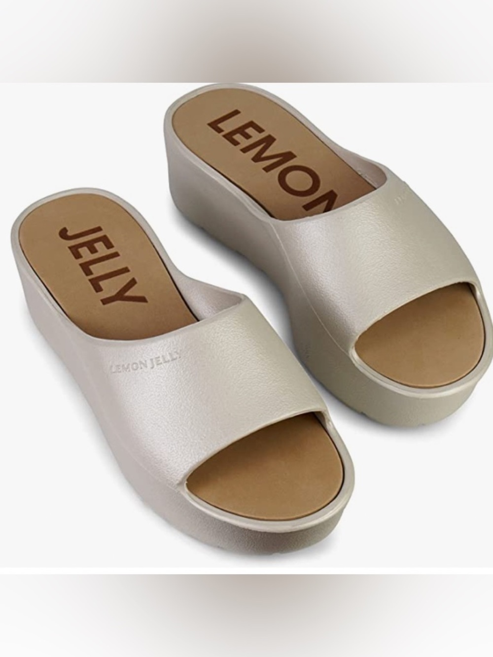 Lemon Jelly Women's Platform Sandals Slip On Slides SUNNY-05 Warm Grey 39 9